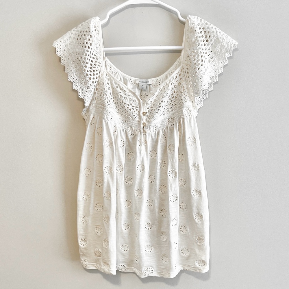 Sundance 100% Cotton Crochet Eyelet Top